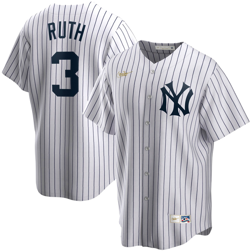 2020 MLB Men New York Yankees 3 Babe Ruth Nike White Home Cooperstown Collection Player Jersey 1